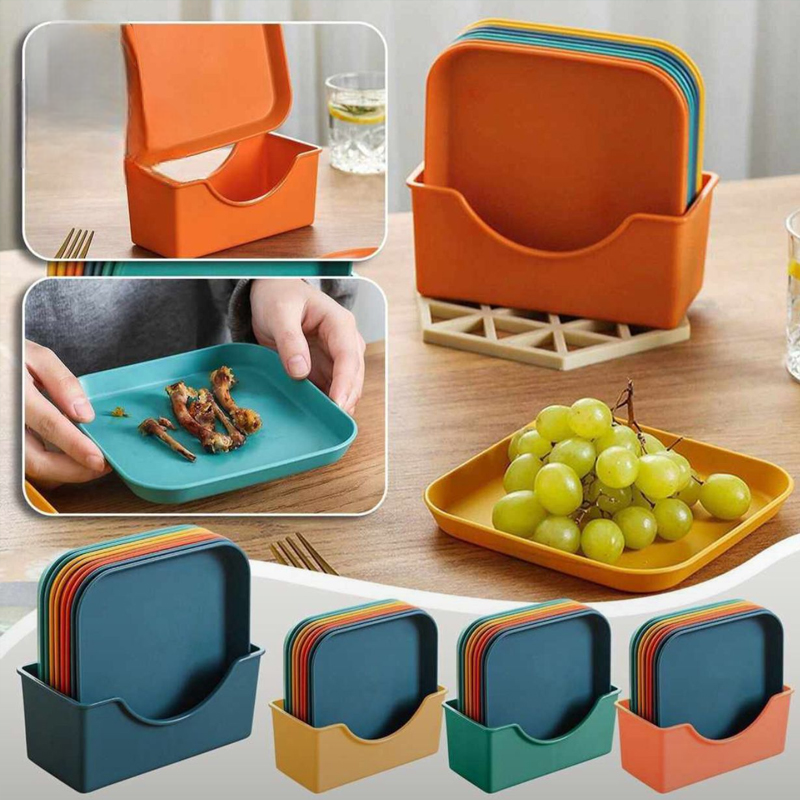 10pcs Reusable Dinner Plates Plastic Multi-