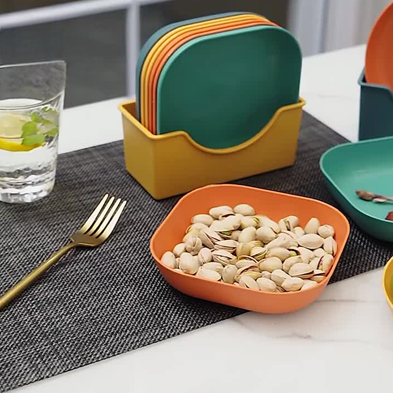 10pcs Reusable Dinner Plates Plastic Multi-